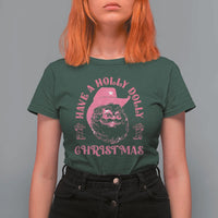 Western Xmas T Shirt For Women Have A Holly Dolly Christmas Cowboy Santa - Wonder Print Shop