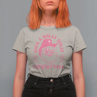 Western Xmas T Shirt For Women Have A Holly Dolly Christmas Cowboy Santa - Wonder Print Shop