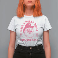Western Xmas T Shirt For Women Have A Holly Dolly Christmas Cowboy Santa - Wonder Print Shop