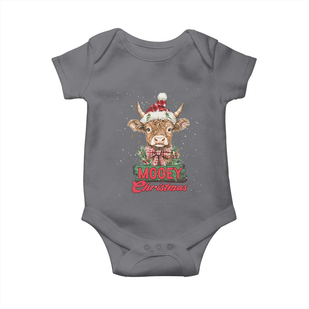 Funny Christmas Highland Cow Baby Onesie Mooey Christmas Western Cow Santa Hat