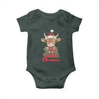 Funny Christmas Highland Cow Baby Onesie Mooey Christmas Western Cow Santa Hat