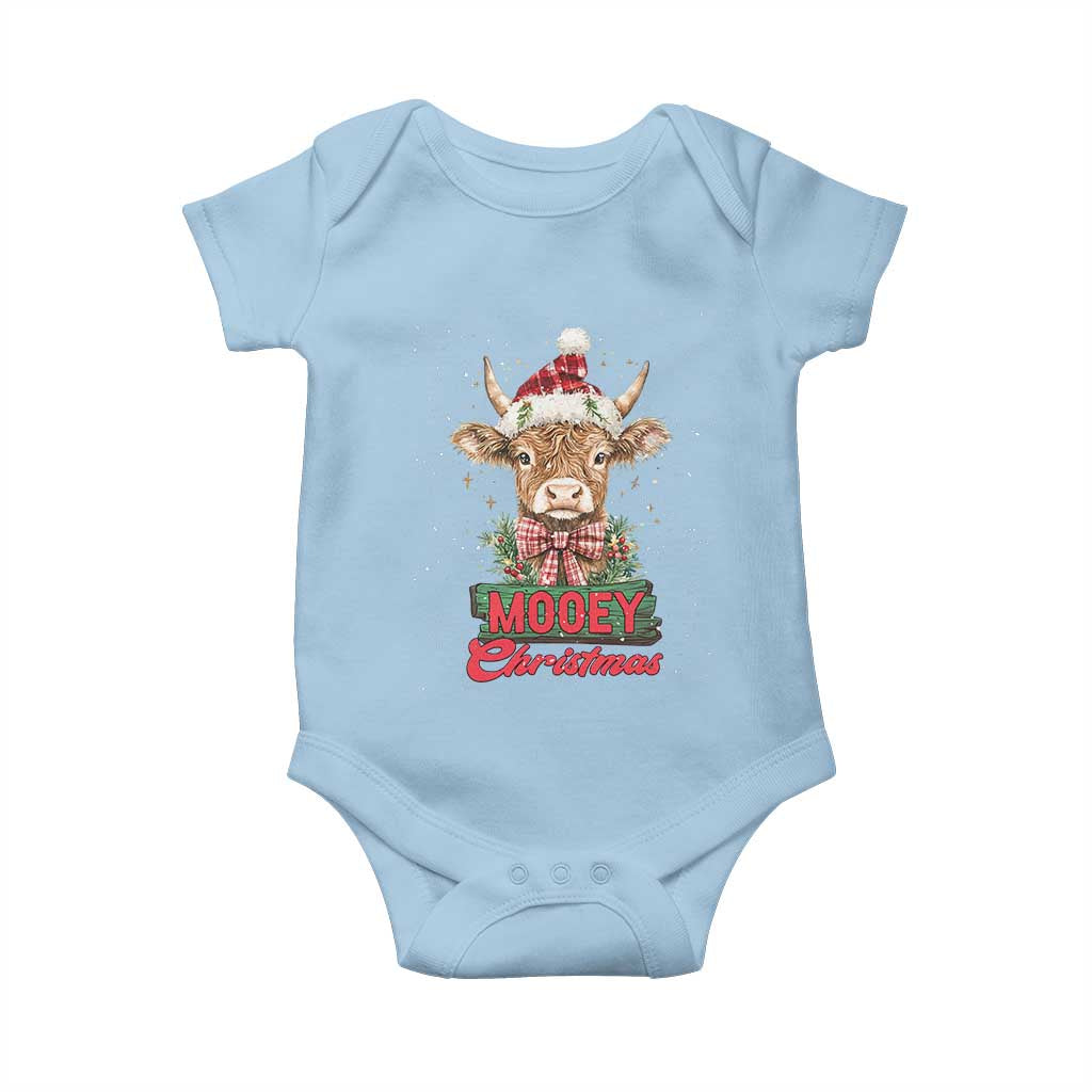 Funny Christmas Highland Cow Baby Onesie Mooey Christmas Western Cow Santa Hat