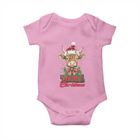 Funny Christmas Highland Cow Baby Onesie Mooey Christmas Western Cow Santa Hat