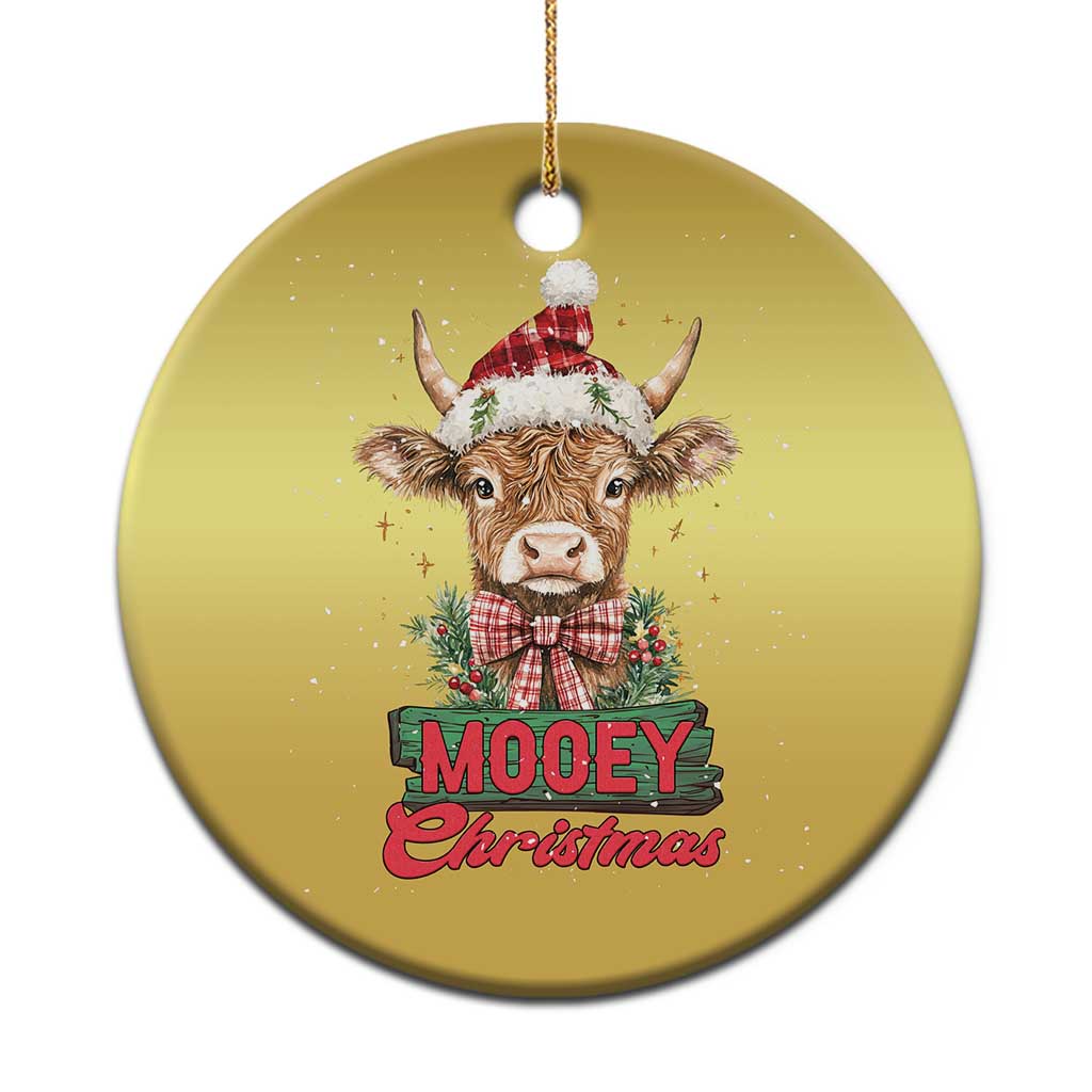 Funny Xmas Highland Cow Christmas Ornament Mooey Xmas Western Cow Santa Hat - Wonder Print Shop