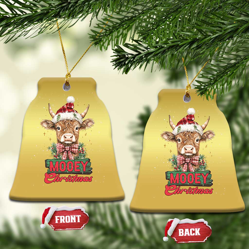 Funny Xmas Highland Cow Christmas Ornament Mooey Xmas Western Cow Santa Hat - Wonder Print Shop