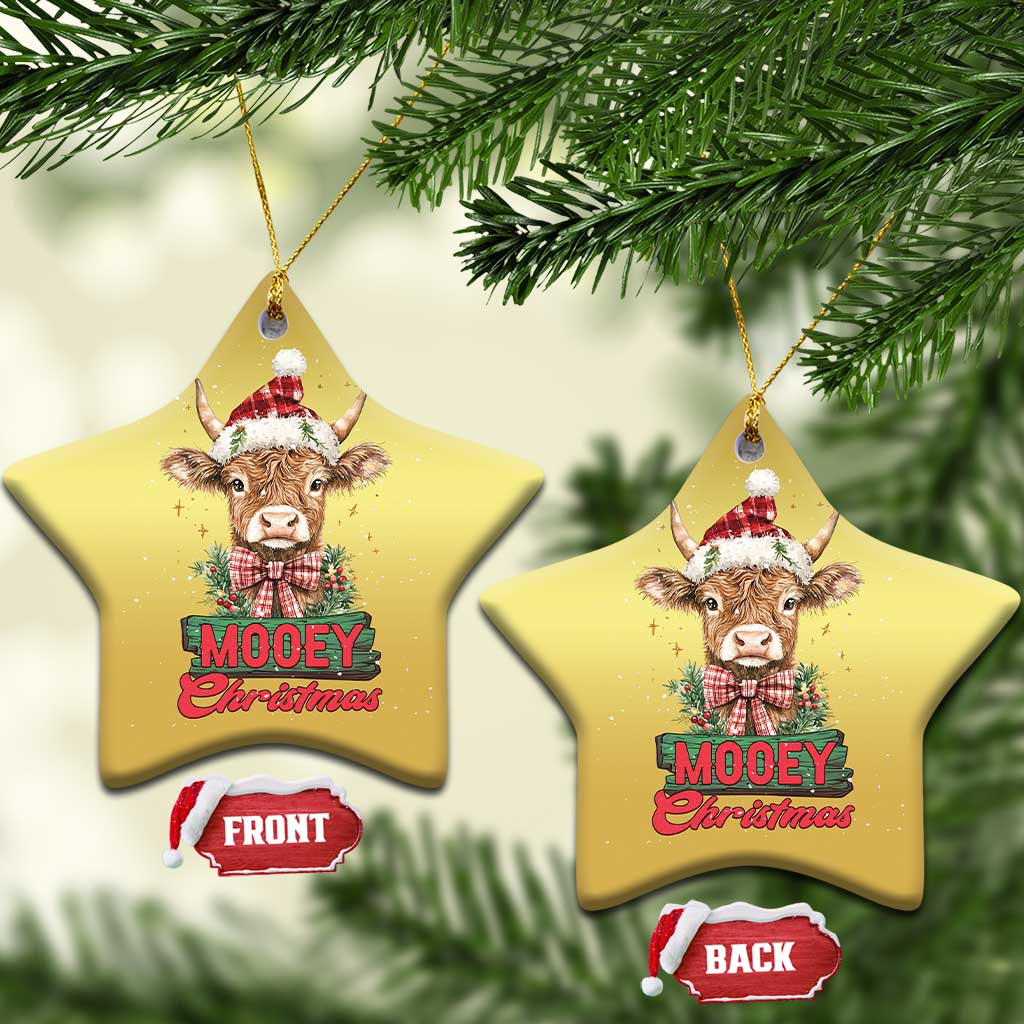 Funny Xmas Highland Cow Christmas Ornament Mooey Xmas Western Cow Santa Hat - Wonder Print Shop