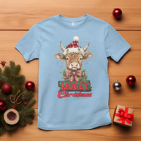 Funny Christmas Highland Cow T Shirt Mooey Christmas Western Cow Santa Hat - Wonder Print Shop