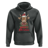 Funny Christmas Highland Cow Hoodie Mooey Christmas Western Cow Santa Hat