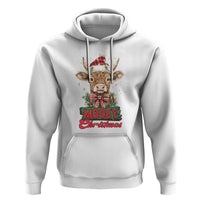 Funny Christmas Highland Cow Hoodie Mooey Christmas Western Cow Santa Hat