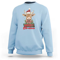 Funny Christmas Highland Cow Sweatshirt Mooey Christmas Western Cow Santa Hat - Wonder Print Shop