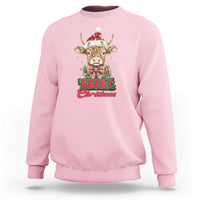 Funny Christmas Highland Cow Sweatshirt Mooey Christmas Western Cow Santa Hat - Wonder Print Shop