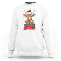 Funny Christmas Highland Cow Sweatshirt Mooey Christmas Western Cow Santa Hat - Wonder Print Shop