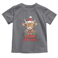 Funny Christmas Highland Cow Toddler T Shirt Mooey Christmas Western Cow Santa Hat