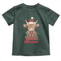 Funny Christmas Highland Cow Toddler T Shirt Mooey Christmas Western Cow Santa Hat