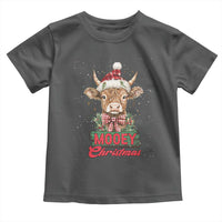 Funny Christmas Highland Cow Toddler T Shirt Mooey Christmas Western Cow Santa Hat