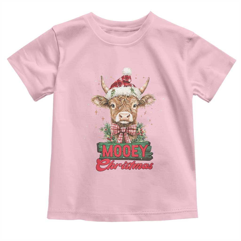 Funny Christmas Highland Cow Toddler T Shirt Mooey Christmas Western Cow Santa Hat