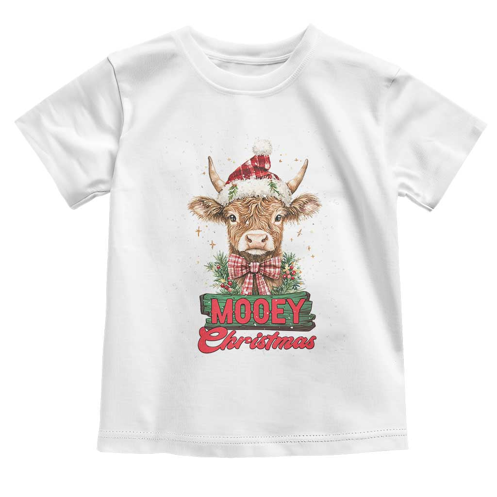 Funny Christmas Highland Cow Toddler T Shirt Mooey Christmas Western Cow Santa Hat