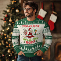 Funny Xmas Naughty Santa Ugly Christmas Sweater There's Some Ho's In This House Elf Reindeers - Wonder Print Shop