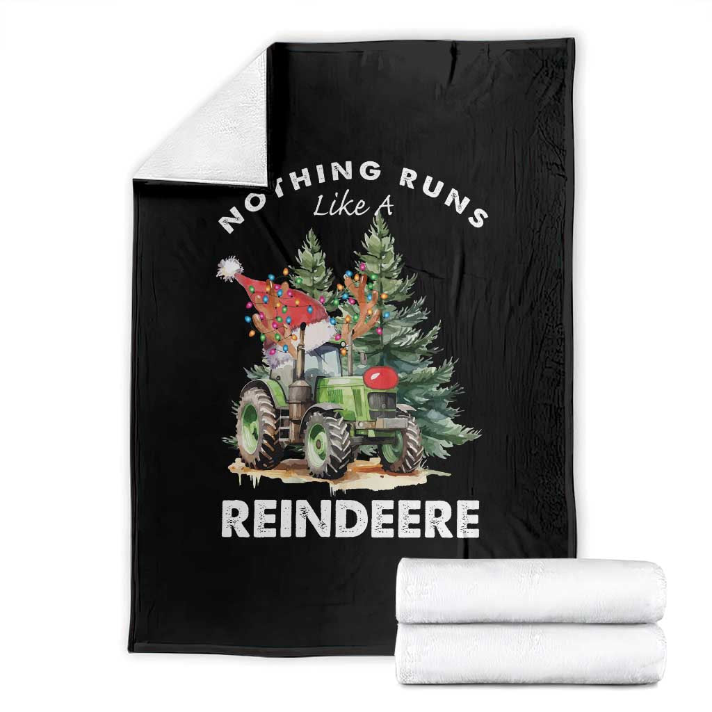 Funny Christmas Tractor Throw Blanket Nothing Runs Like A Reindeere Farmers - Wonder Print Shop