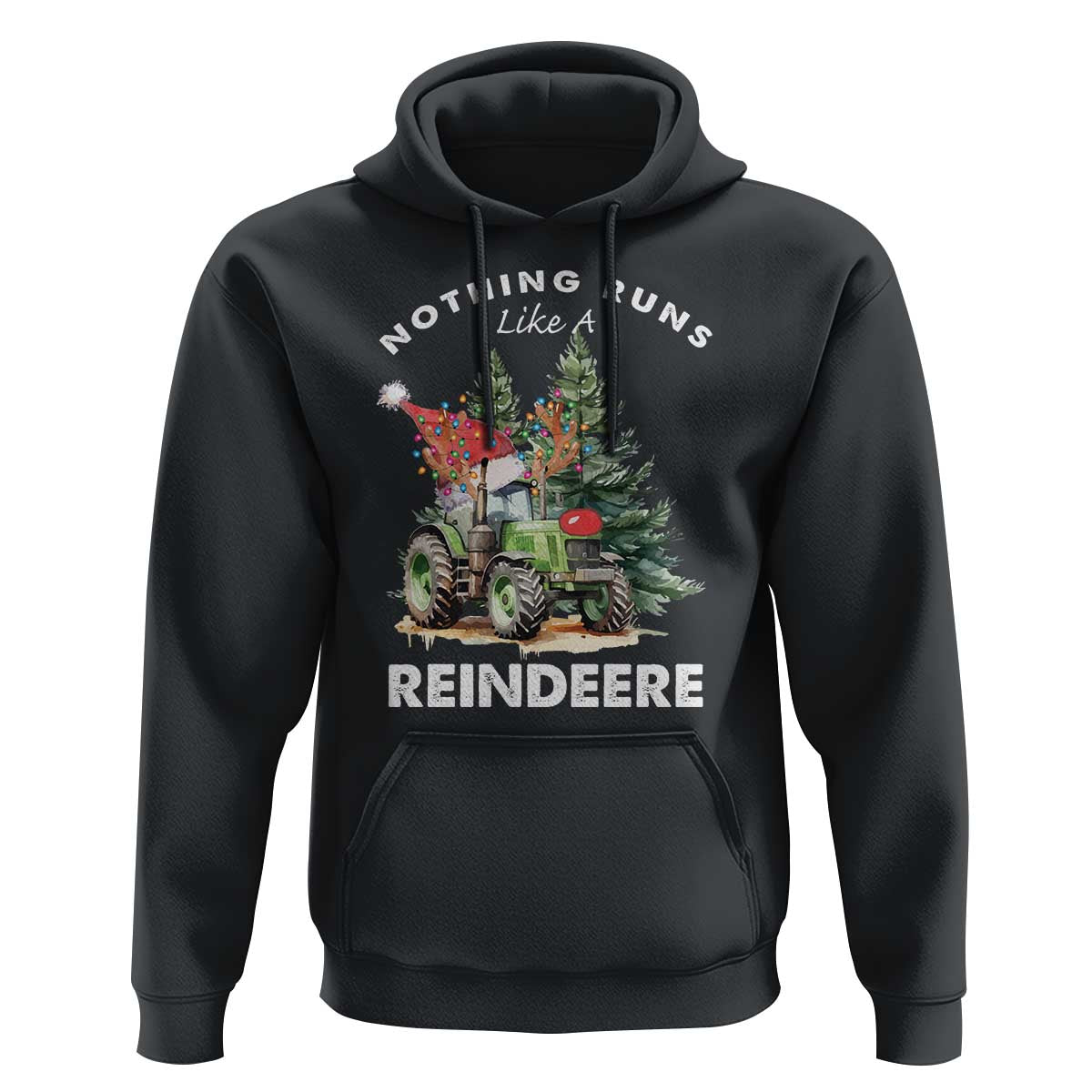 Funny Christmas Tractor Hoodie Nothing Runs Like A Reindeere Farmers