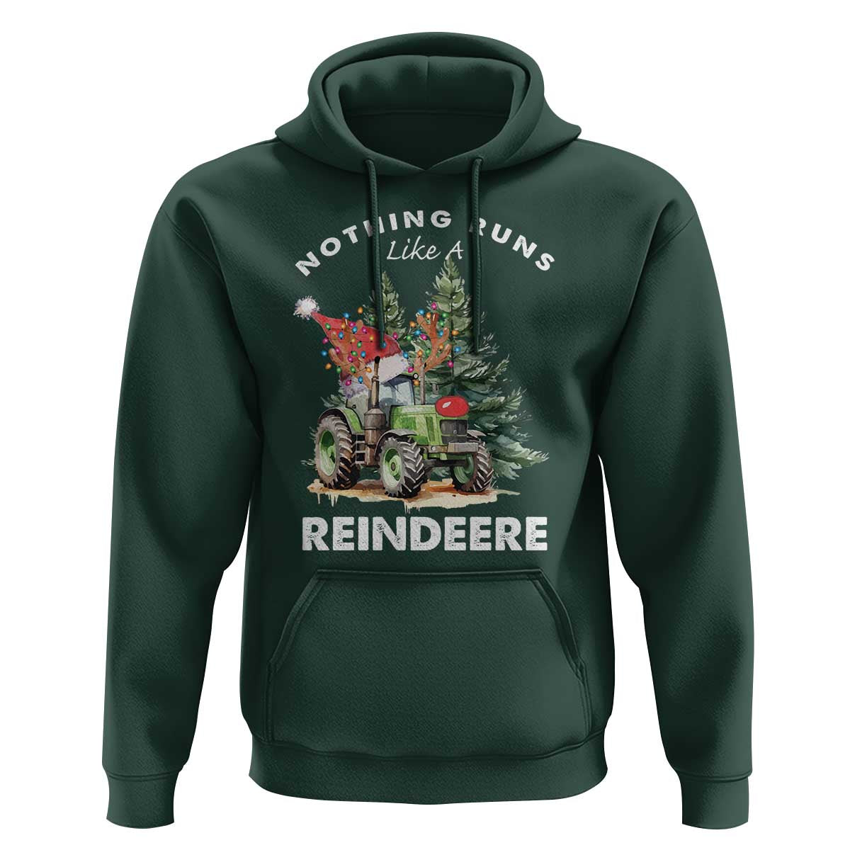 Funny Christmas Tractor Hoodie Nothing Runs Like A Reindeere Farmers