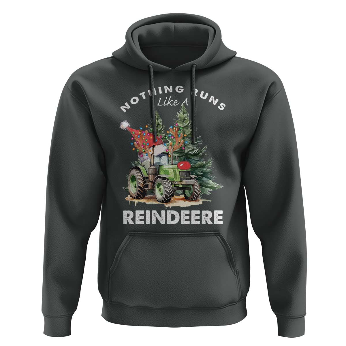Funny Christmas Tractor Hoodie Nothing Runs Like A Reindeere Farmers