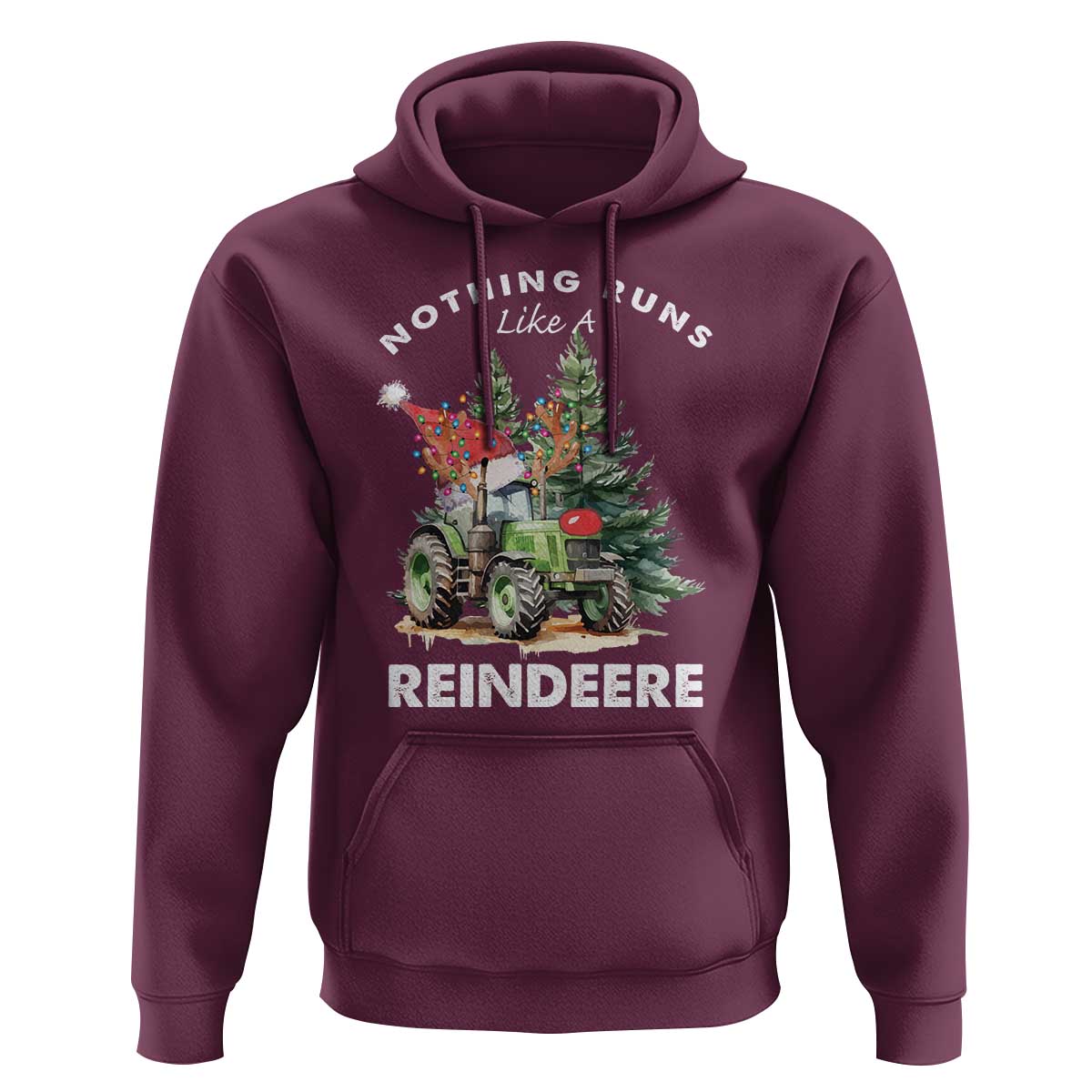 Funny Christmas Tractor Hoodie Nothing Runs Like A Reindeere Farmers