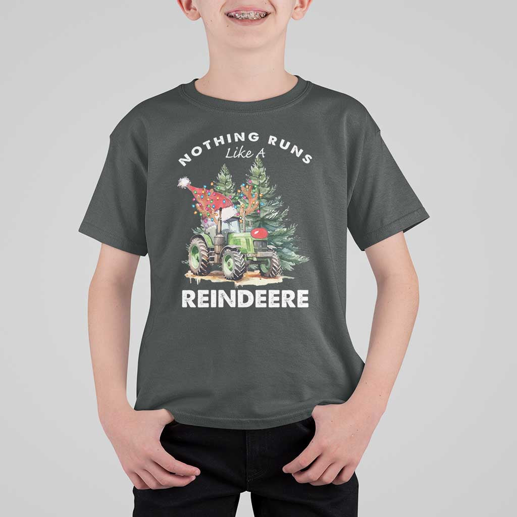 Funny Christmas Tractor T Shirt For Kid Nothing Runs Like A Reindeere Farmers - Wonder Print Shop