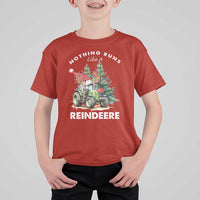 Funny Christmas Tractor T Shirt For Kid Nothing Runs Like A Reindeere Farmers - Wonder Print Shop