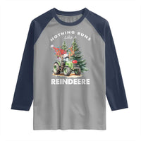 Funny Christmas Tractor Raglan Shirt Nothing Runs Like A Reindeere Farmers - Wonder Print Shop