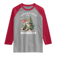 Funny Christmas Tractor Raglan Shirt Nothing Runs Like A Reindeere Farmers - Wonder Print Shop
