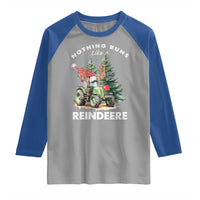 Funny Christmas Tractor Raglan Shirt Nothing Runs Like A Reindeere Farmers - Wonder Print Shop