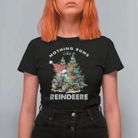 Funny Christmas Tractor T Shirt For Women Nothing Runs Like A Reindeere Farmers - Wonder Print Shop