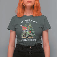 Funny Christmas Tractor T Shirt For Women Nothing Runs Like A Reindeere Farmers - Wonder Print Shop