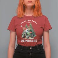 Funny Christmas Tractor T Shirt For Women Nothing Runs Like A Reindeere Farmers - Wonder Print Shop
