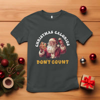 Funny Christmas Santa T Shirt Xmas Calories Don't Count Pizza Wine - Wonder Print Shop