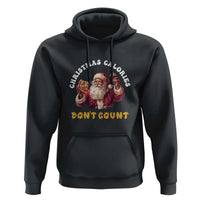 Funny Christmas Santa Hoodie Xmas Calories Don't Count Pizza Wine