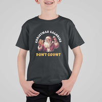 Funny Christmas Santa T Shirt For Kid Xmas Calories Don't Count Pizza Wine - Wonder Print Shop