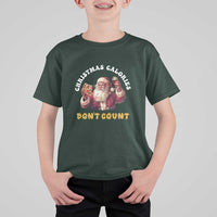 Funny Christmas Santa T Shirt For Kid Xmas Calories Don't Count Pizza Wine - Wonder Print Shop