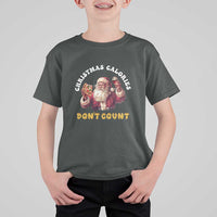 Funny Christmas Santa T Shirt For Kid Xmas Calories Don't Count Pizza Wine - Wonder Print Shop