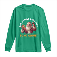 Funny Christmas Santa Long Sleeve Shirt Xmas Calories Don't Count Pizza Wine