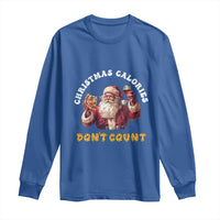 Funny Christmas Santa Long Sleeve Shirt Xmas Calories Don't Count Pizza Wine