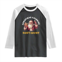 Funny Christmas Santa Raglan Shirt Xmas Calories Don't Count Pizza Wine - Wonder Print Shop
