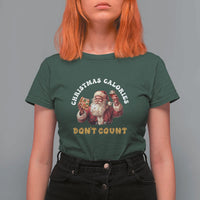 Funny Christmas Santa T Shirt For Women Xmas Calories Don't Count Pizza Wine - Wonder Print Shop