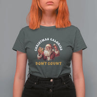 Funny Christmas Santa T Shirt For Women Xmas Calories Don't Count Pizza Wine - Wonder Print Shop