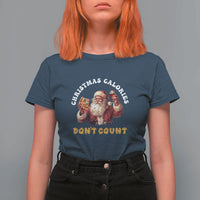 Funny Christmas Santa T Shirt For Women Xmas Calories Don't Count Pizza Wine - Wonder Print Shop
