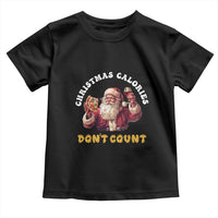 Funny Christmas Santa Toddler T Shirt Xmas Calories Don't Count Pizza Wine