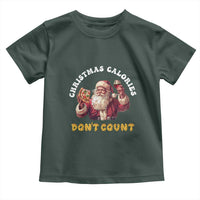 Funny Christmas Santa Toddler T Shirt Xmas Calories Don't Count Pizza Wine