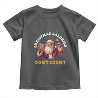 Funny Christmas Santa Toddler T Shirt Xmas Calories Don't Count Pizza Wine