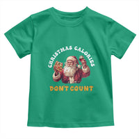 Funny Christmas Santa Toddler T Shirt Xmas Calories Don't Count Pizza Wine